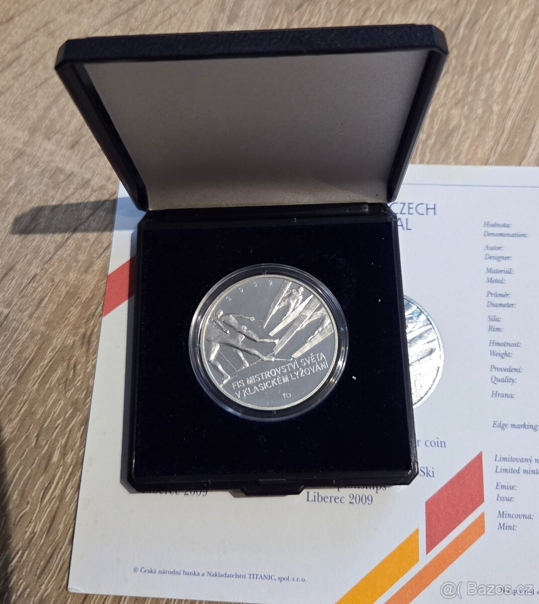 Stříbrná mince 200kč Mistrovství světa v lyžování Proof