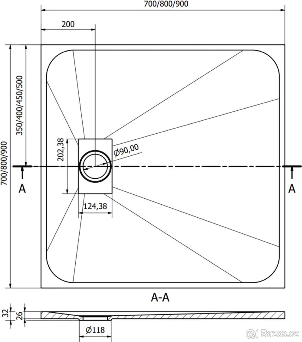 Nová sprchová vanička 90x90 černa