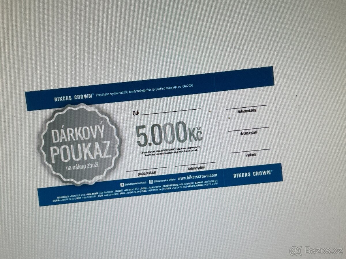 Prodám/ vyměním poukaz do Bikers crown 5000 za 4000 Kč