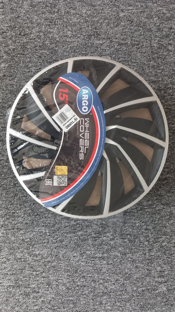 Prodám nové kryty kol Turbo Silver Black 15"