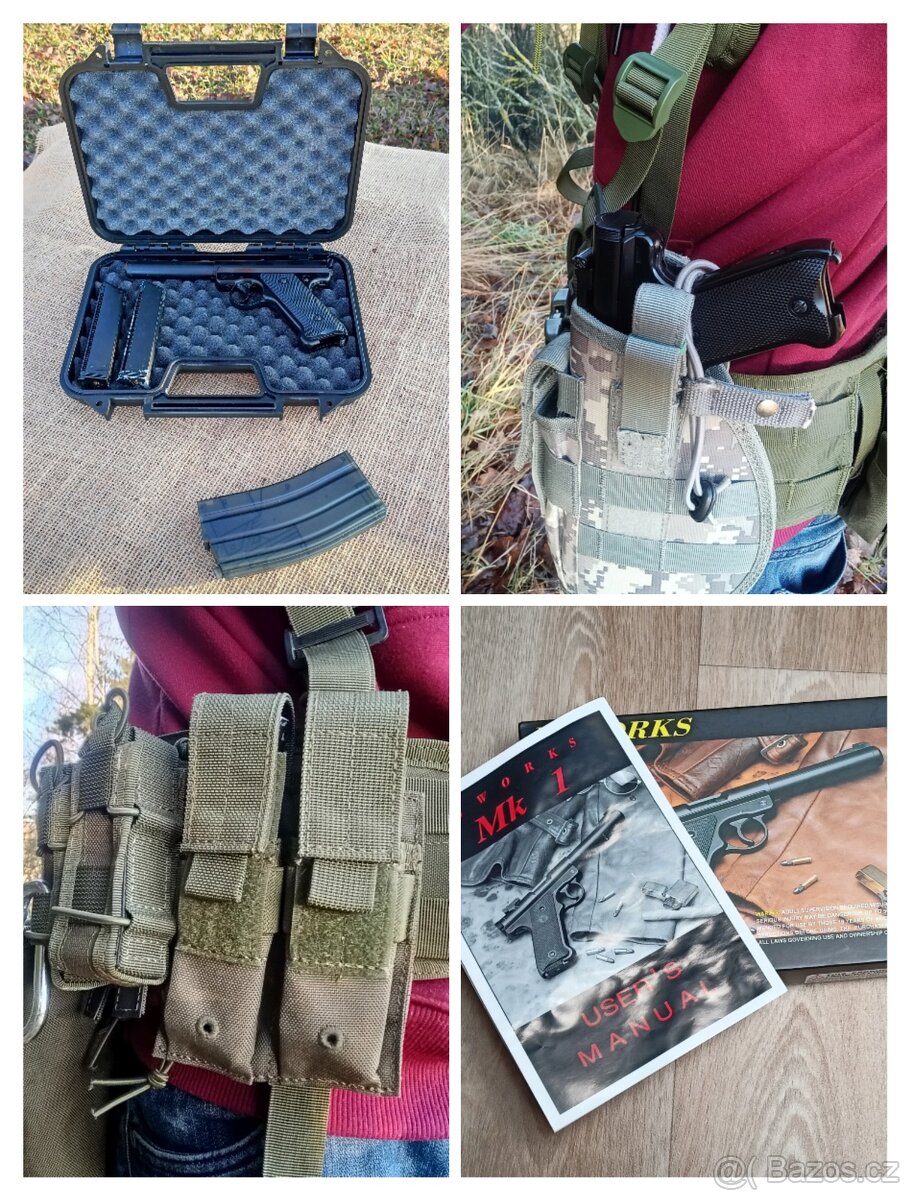 Pistol MK1[KJW] 2x zásobník, kufřík, sumky, pouzdro, plnička