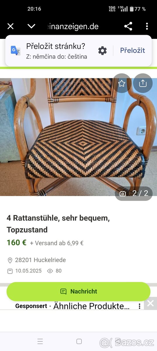 Nové ratanové křeslo