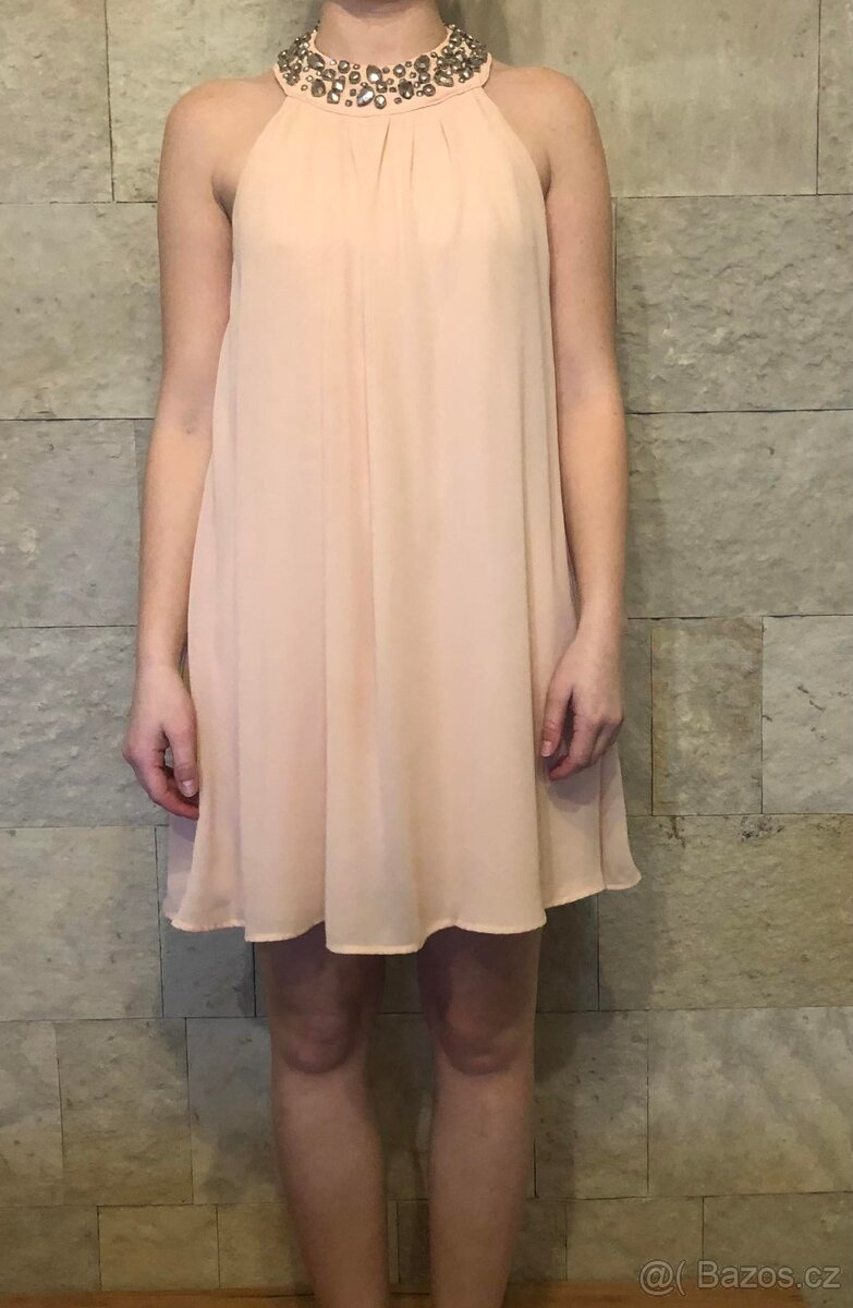 Světle růžové šaty H&M vel.34 s kamínky