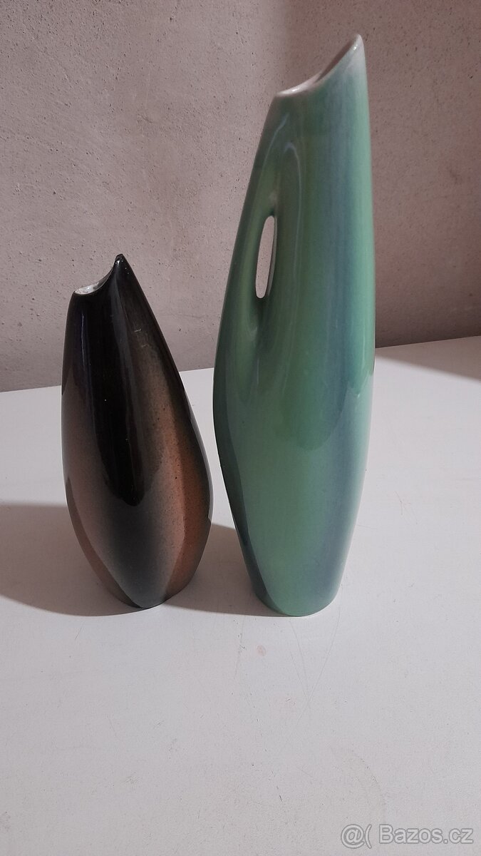 2x retro keramická váza
