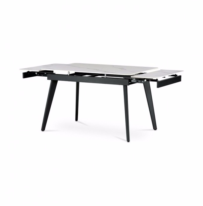 Jídelní stůl rozkládací 120-180x80 cm, keramika šedá, bílá