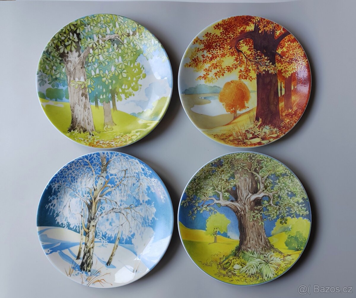 Sada porcelánových sběratelských talířů "Opadavé stromy"