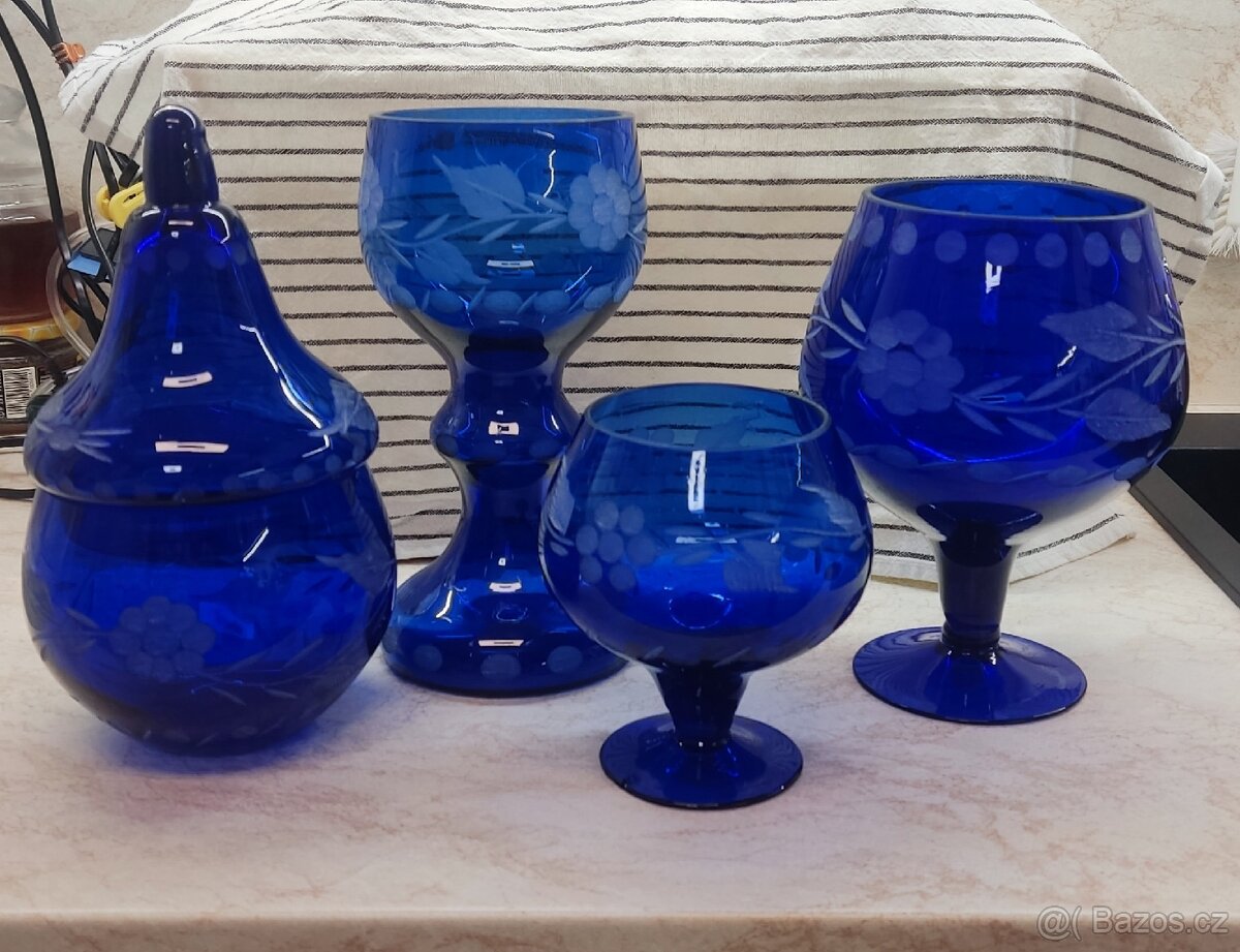 Sada kobaltové sklo Nový Bor