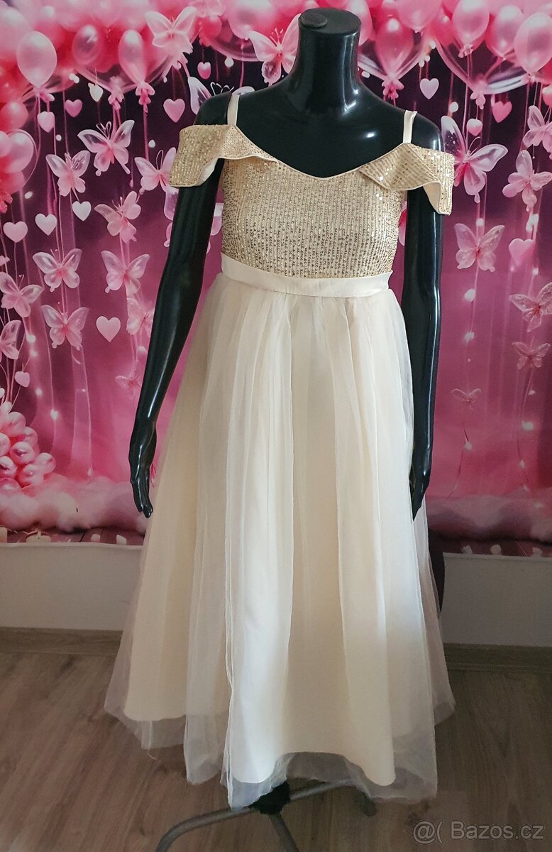 Dlouhé dívčí společenské šaty s flitry