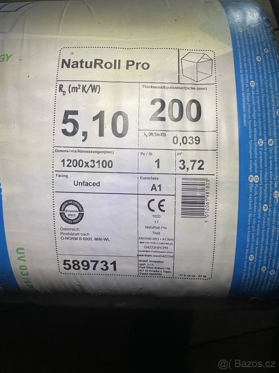 REZERVACE - Izolace Knauf Naturoll Pro 200mm - 0,039