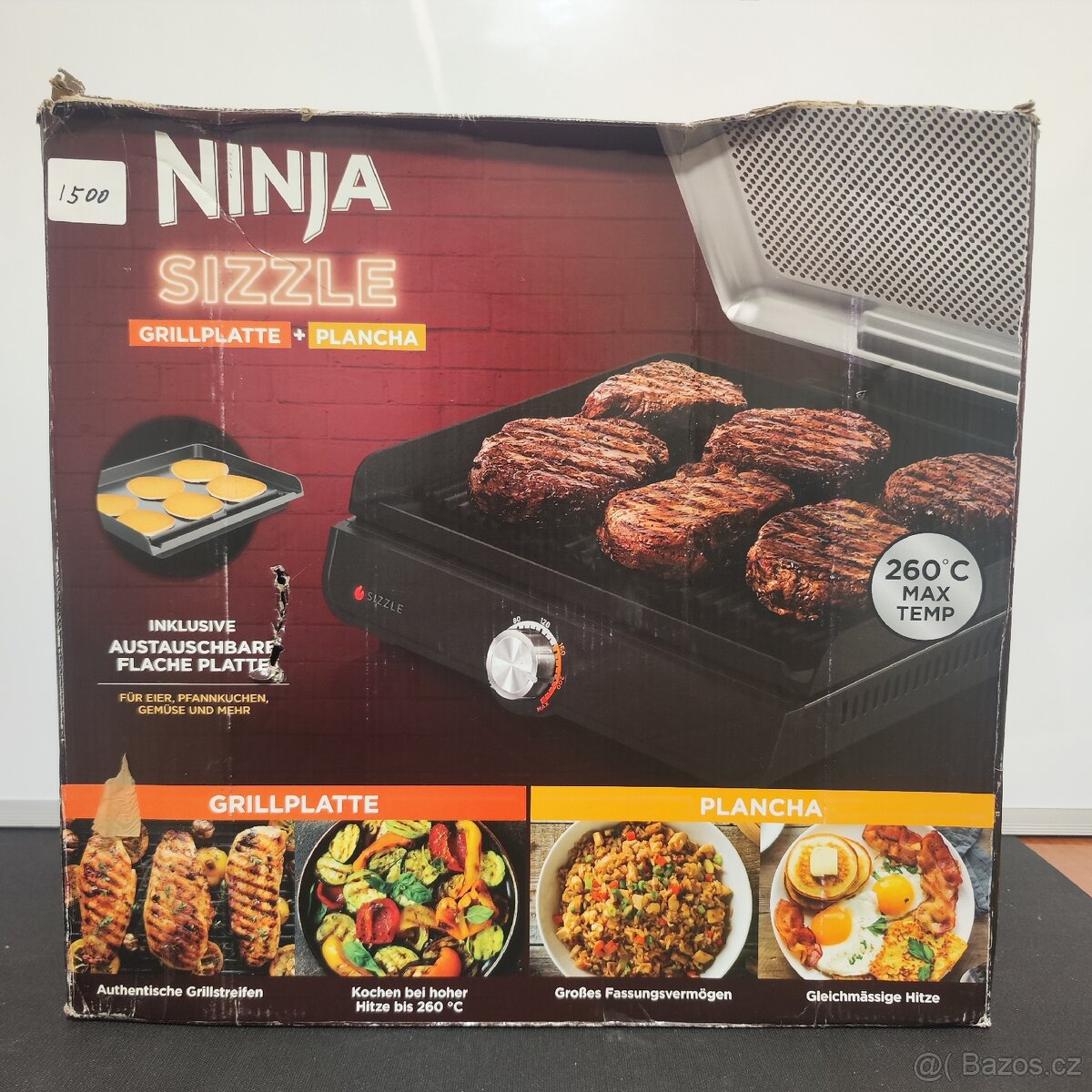 Elektrický kompatní gril Ninja GR101EU Sizzle / 1450 W