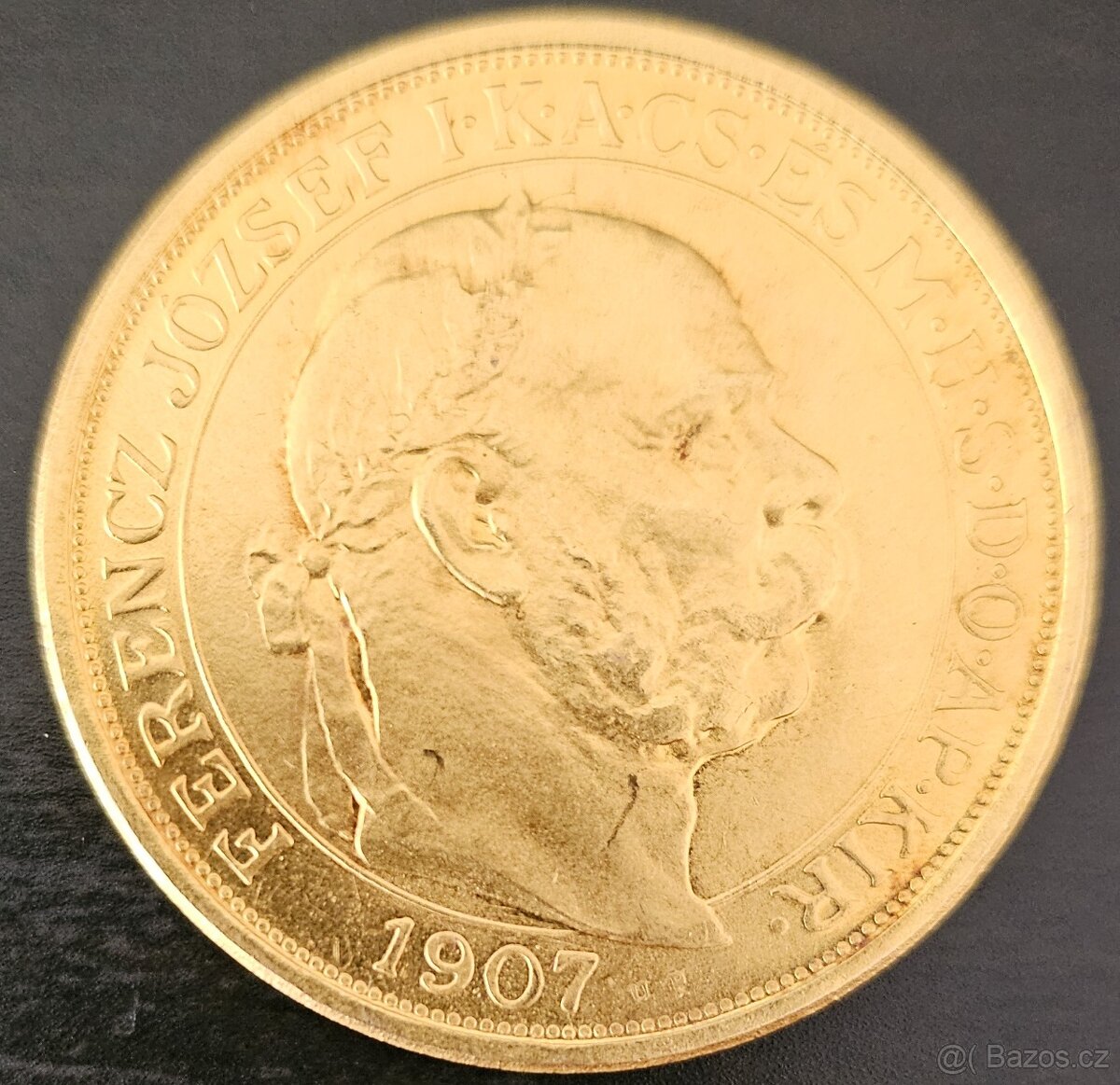 Zlatá 100 korun Františka Josefa I. 1907 40. výročí korunova