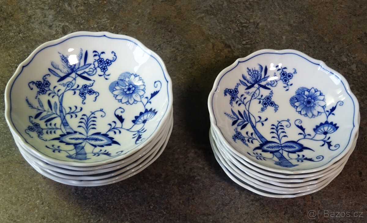Cibulák porcelán misky 6 + 7 kusů
