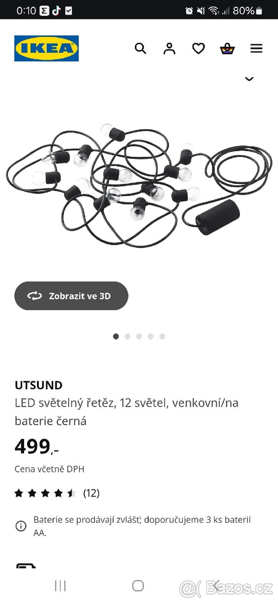 Světýlka venkovní i do interiéru Ikea UTSUND 2 ks