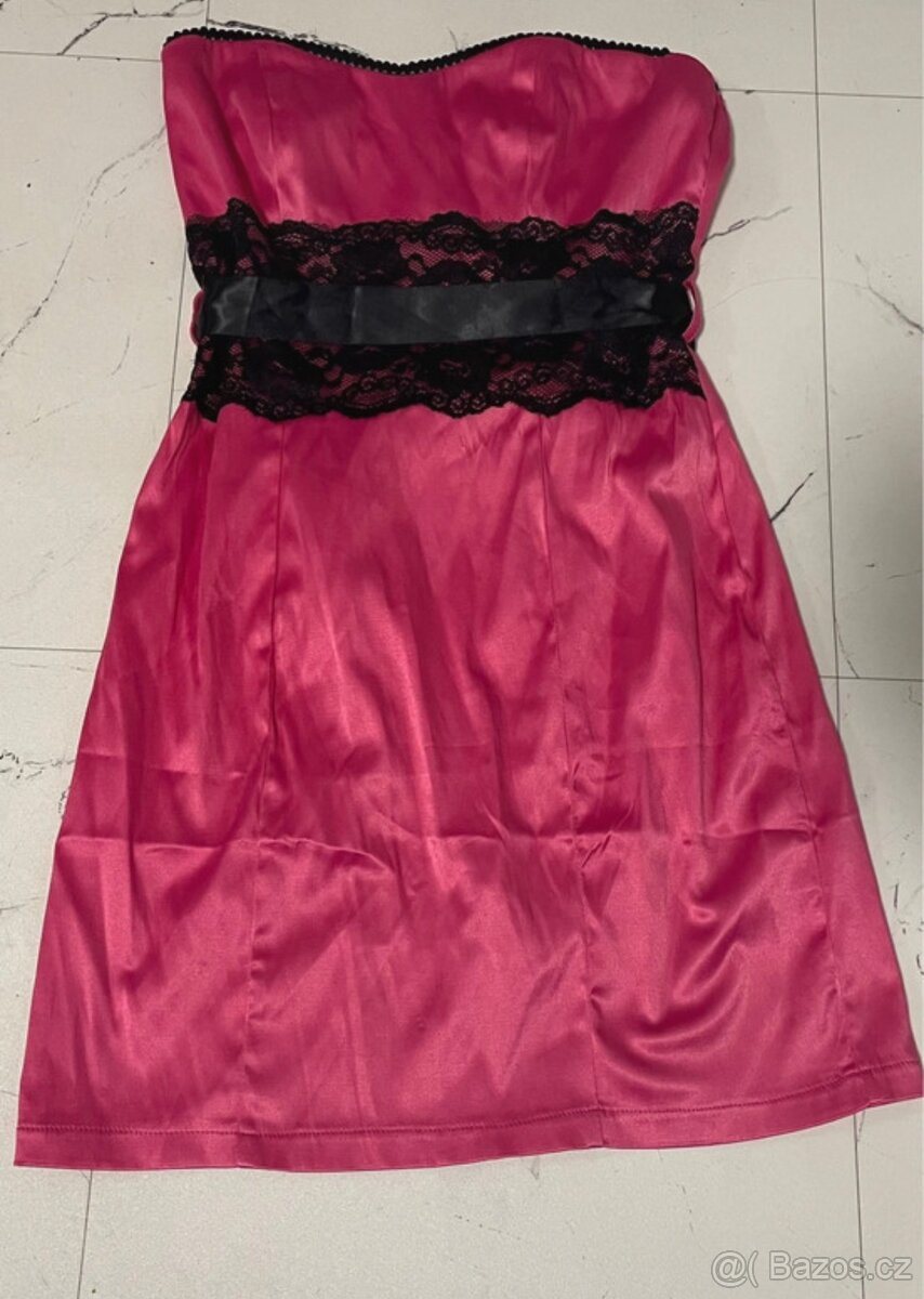 Šaty - růžovo/černé