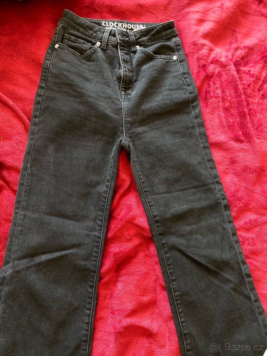 Černé široké džíny (Nepříliš dlouhé) XS-S