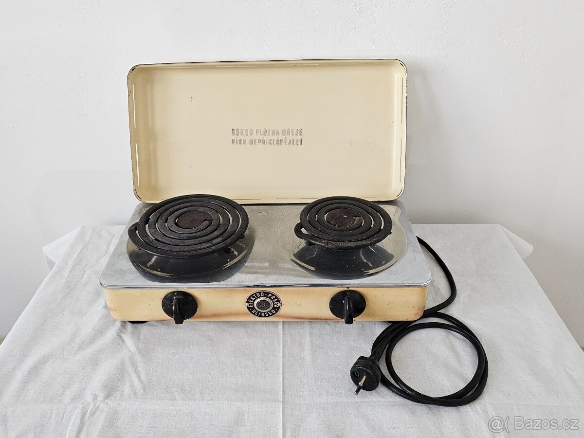 Starý dvouplotýnkový retro vařič Elektro-Praga Hlinsko