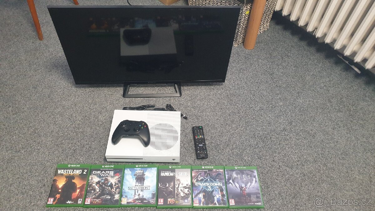 Xbox one S + 6 her + televize Komplet 4500Kč