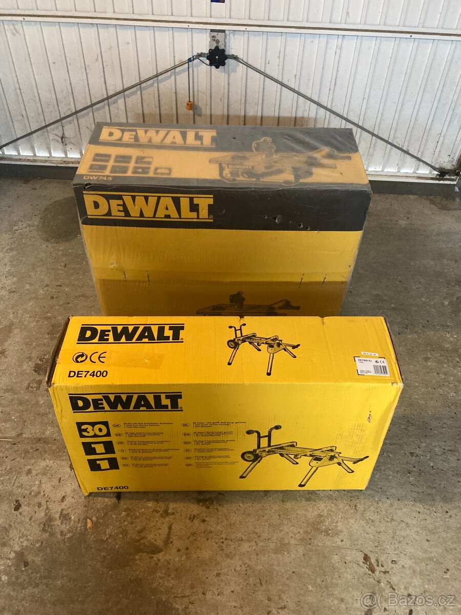 NOVÁ STOLNÍ PILA DeWALT DW745 S POJÍZDNÝM PODSTAVCEM