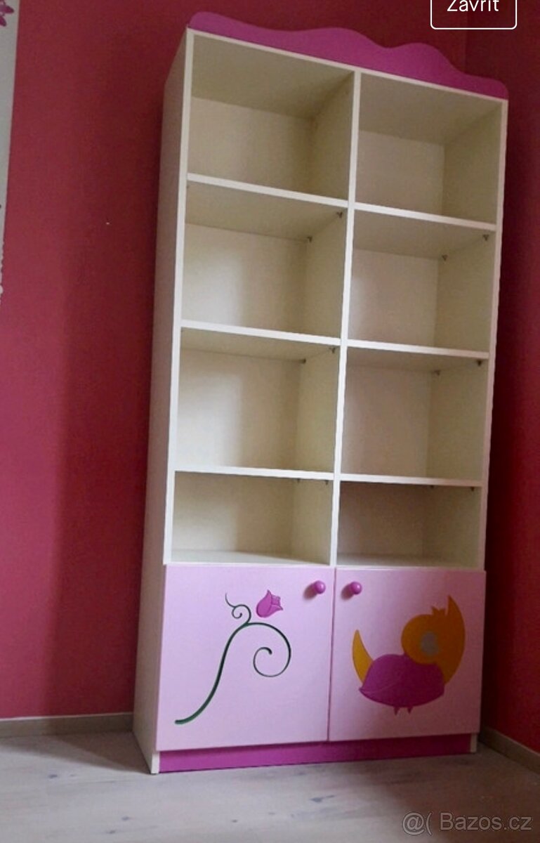 Dětský růžový nábytek - tři díly