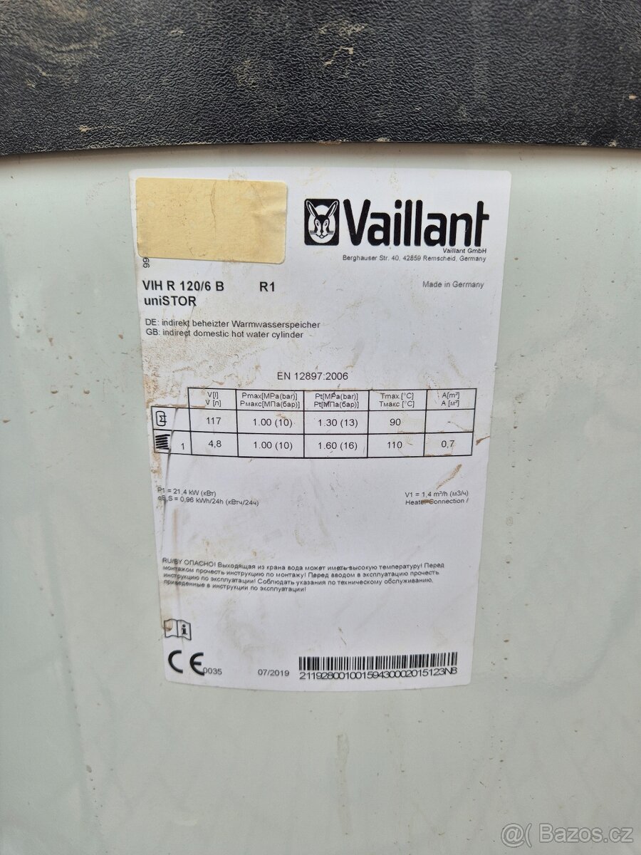 Vaillant uniSTOR VIH R 120/6 B ohřívač vody nepřímotopný sta
