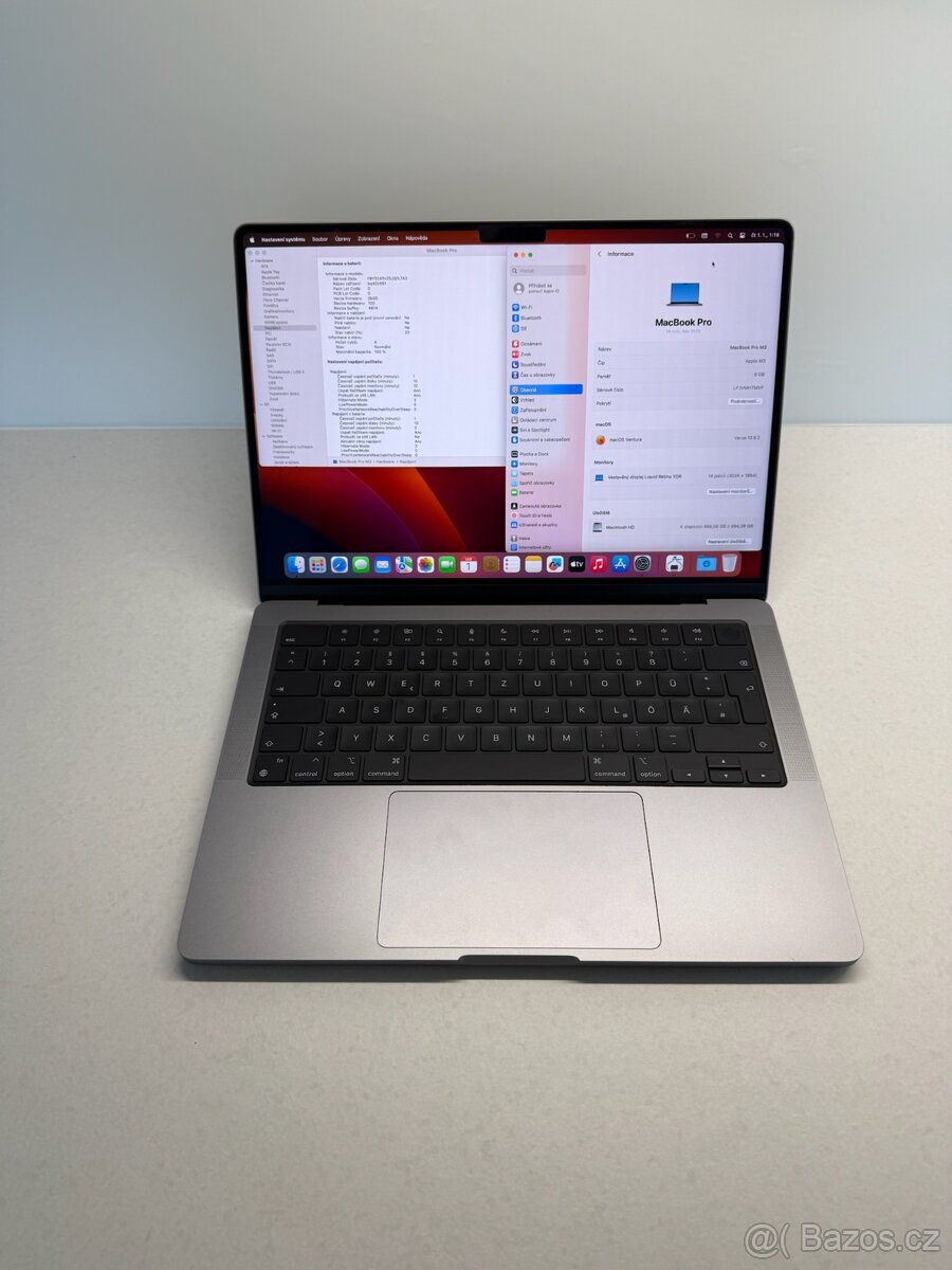 NOVÝ APPLE MACBOOK PRO 14” 2023 M3/512GB/8GB/BATERIE 100%