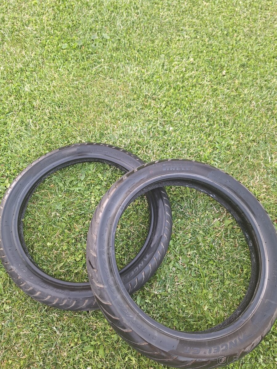 Prodám motocyklové pneumatiky Pirelli (přední + zadní)