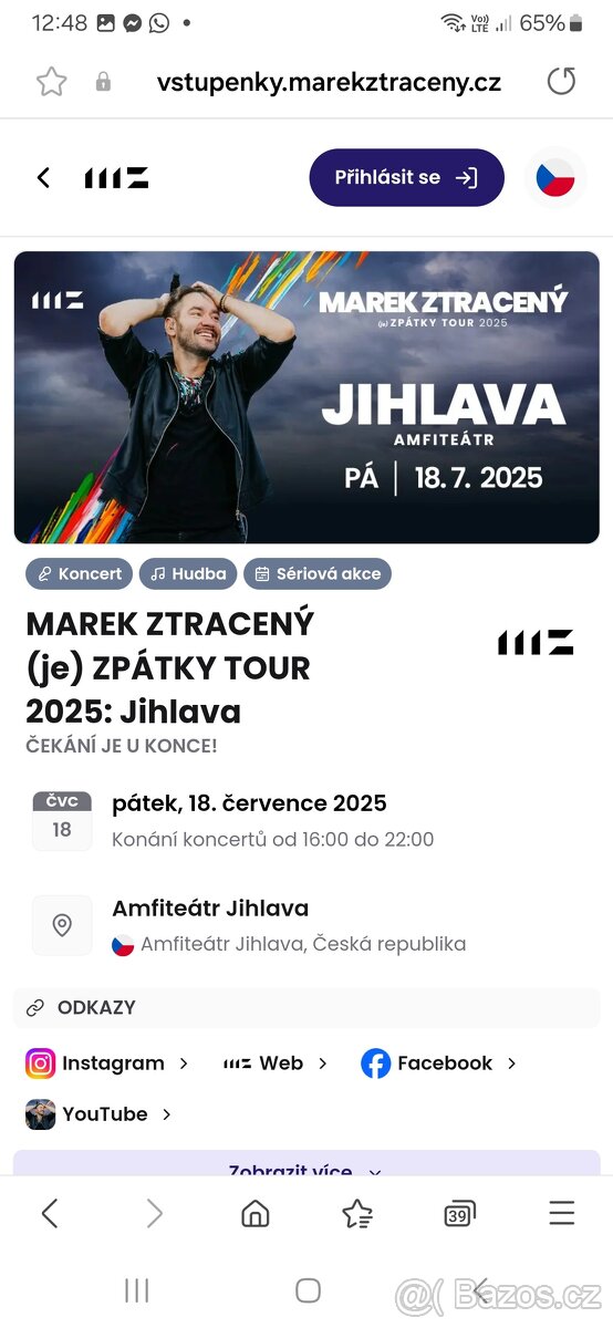 2 lístky na Marka Ztraceného - Amfiteátr Jihlava
