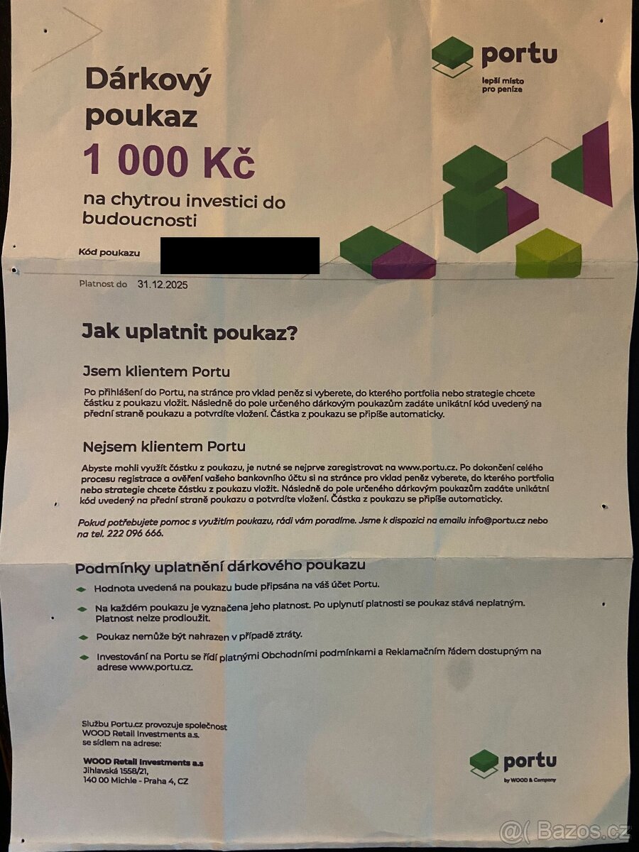 Dárkový poukaz Portu 1000 Kč