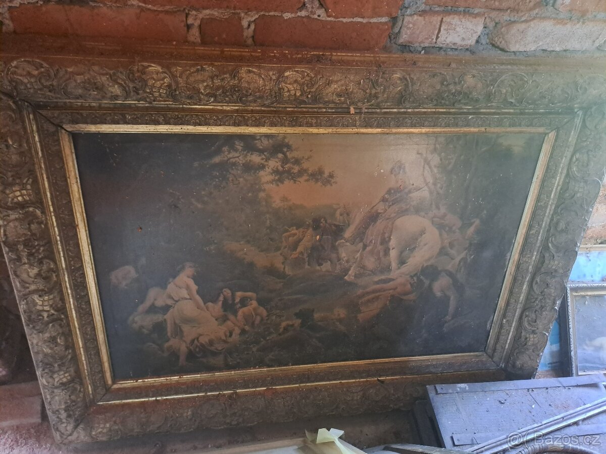 Prodám zajímavý obraz s masivním rámem