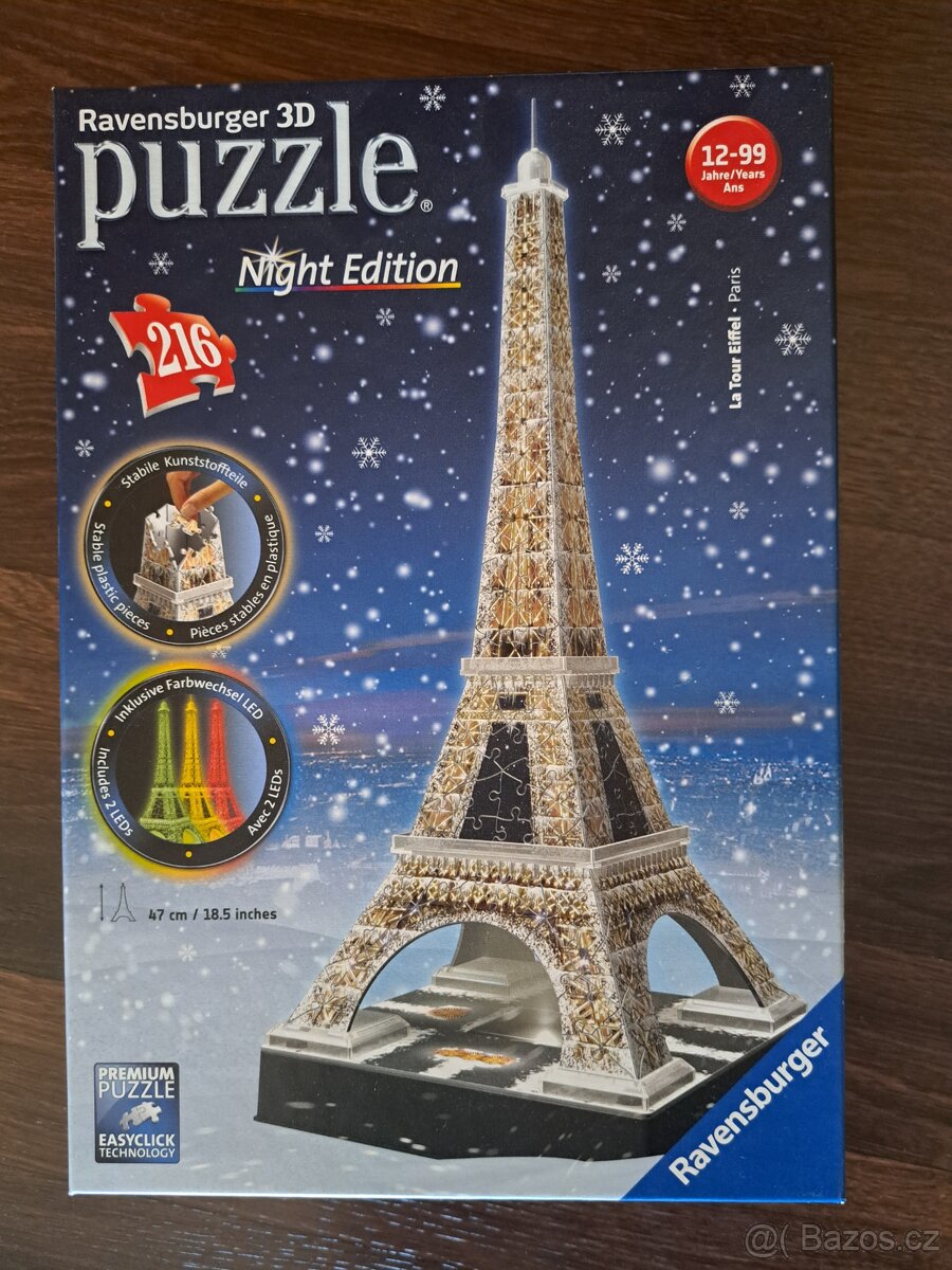 3D puzzle Eiffelova věž svítící