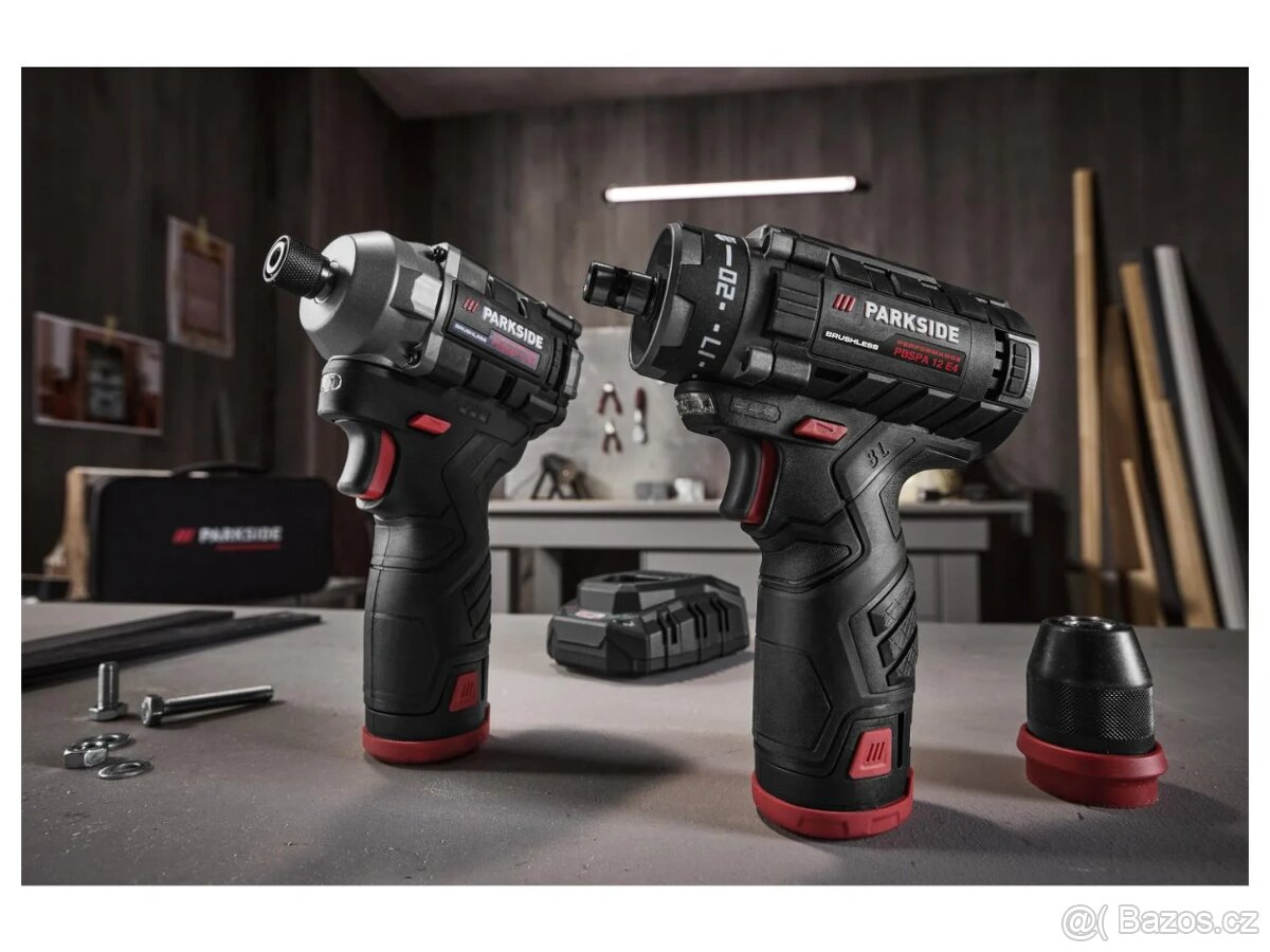 Nová sada 12V šroubovák + utahovák + 2 baterie + nabíječka