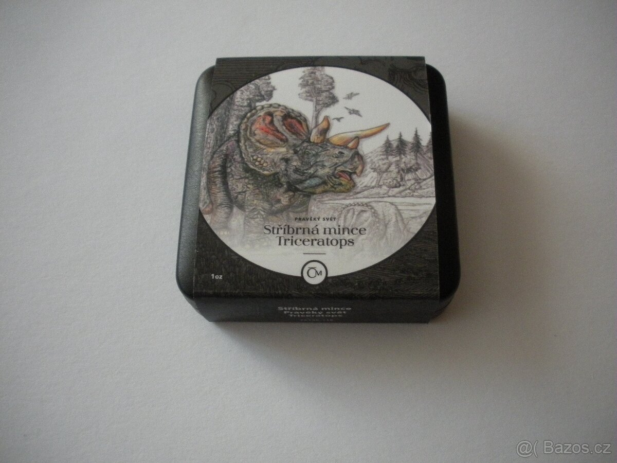 Stříbrná mince Pravěký svět - Triceratops proof