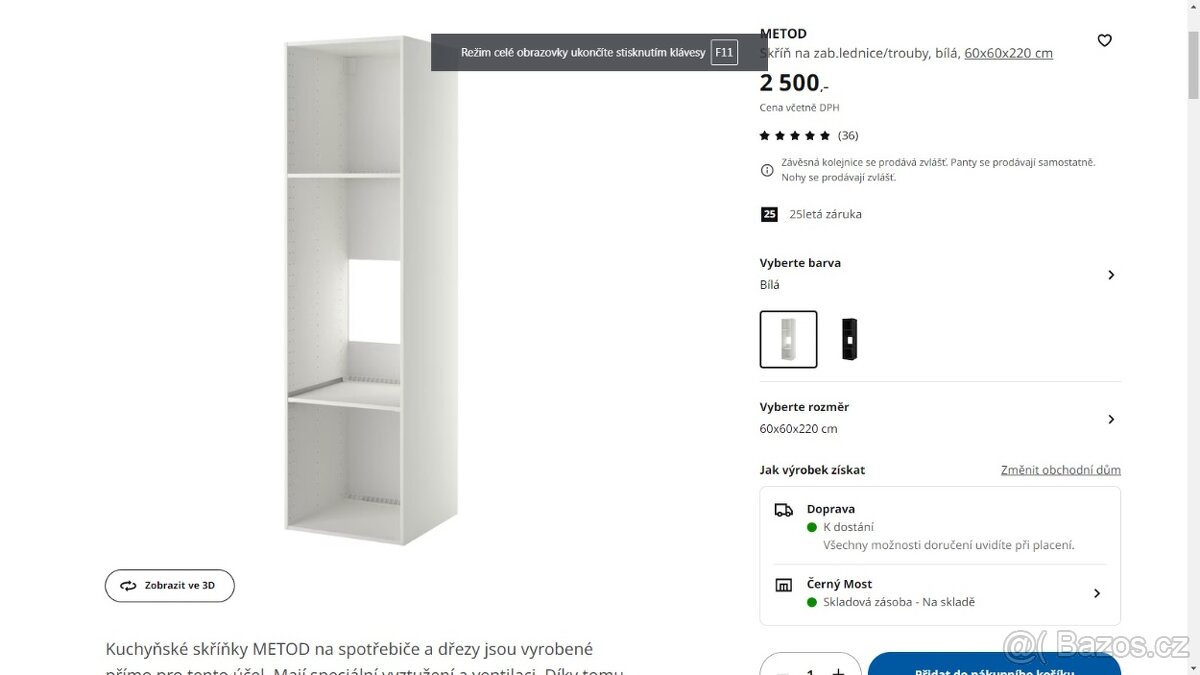 Ikea METOD Skříň na lednici / troubu, 60x60x220 cm