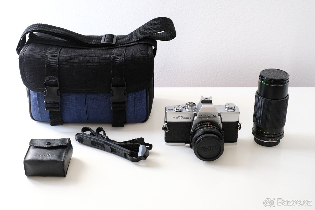 Set Minolta SRT100x + 2x objektiv + brašna + popruh + blesk