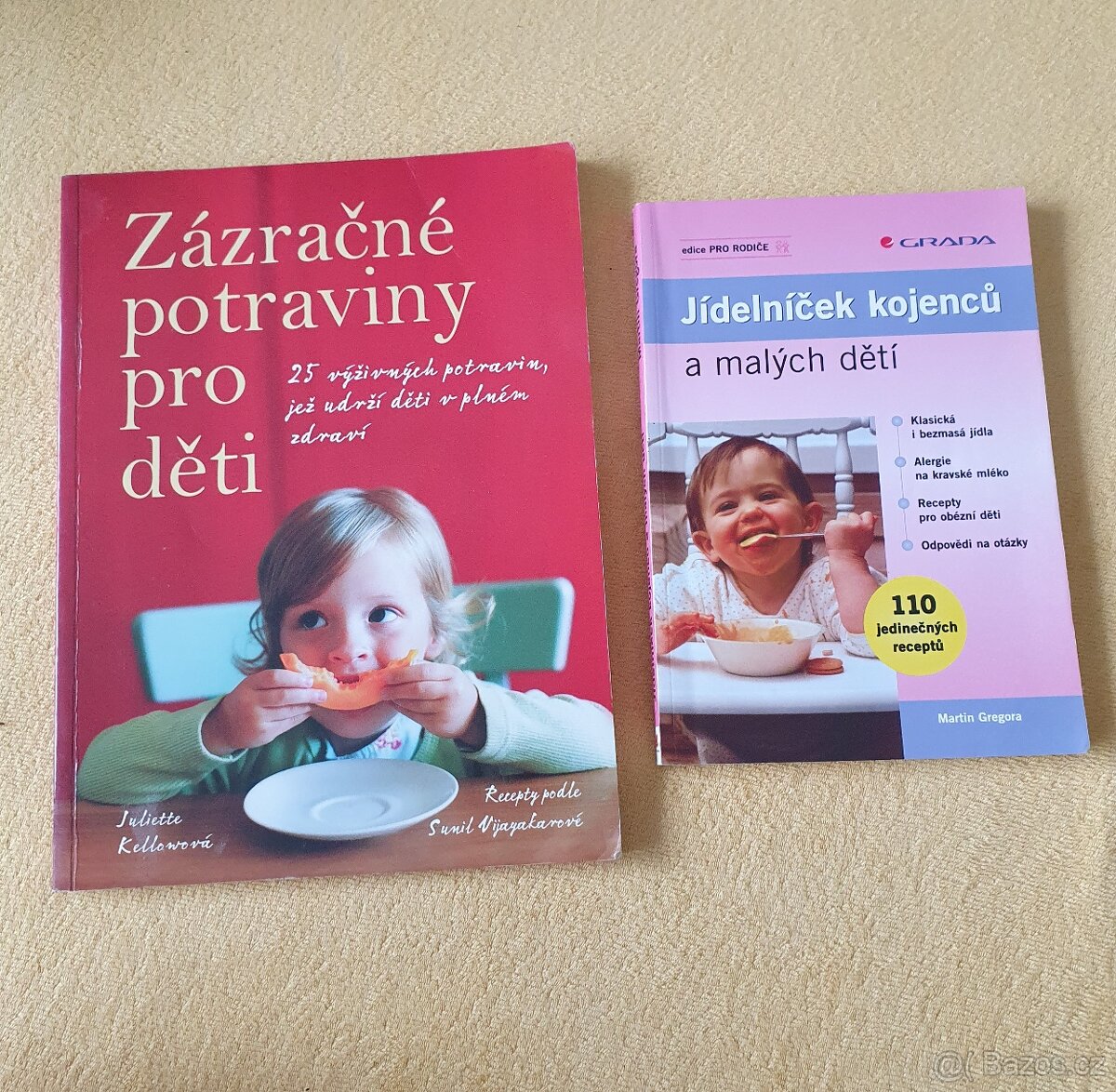 2 knihy rad a receptů pro kojence malé děti