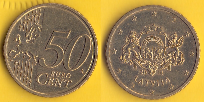 Euro mince Lotyšsko 50 centů 2014