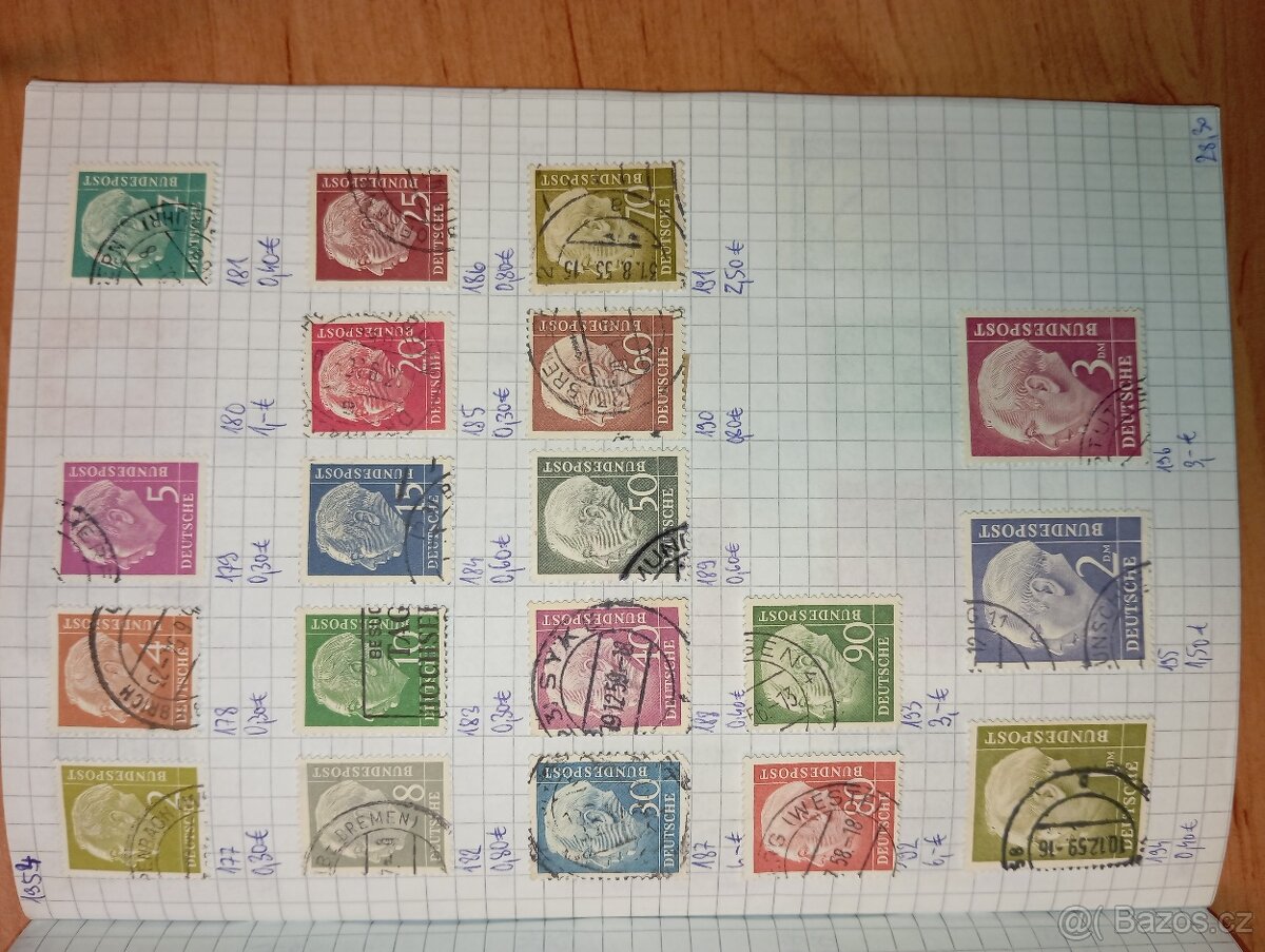 Německé poštovní známky 1951-1972 zošit