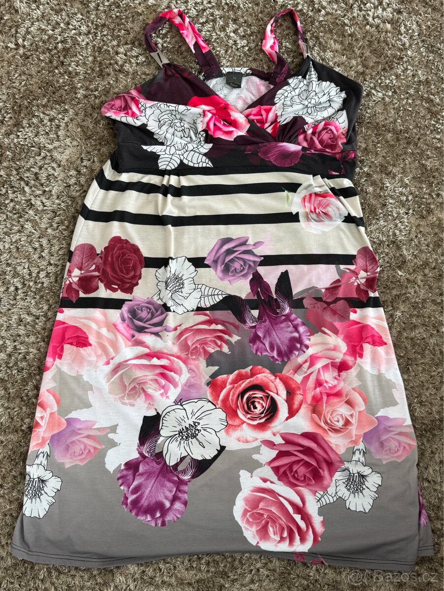 Dámské květinové růžové šaty Ateliér INA vel. 52