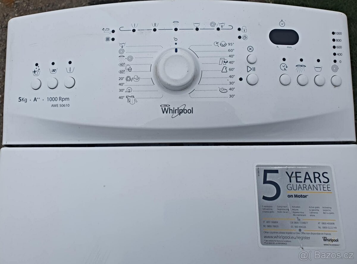 PRACKA WHIRLPOOL,HORNI PLNENI,5KG,DISPLEJ,ZACHOVALA