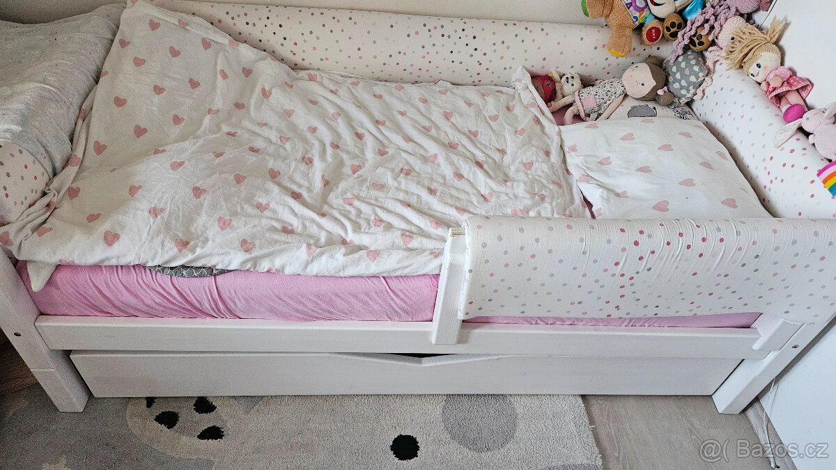 Postel zn. Benlemi 180x90 bílá, s matrací a šuplíkem