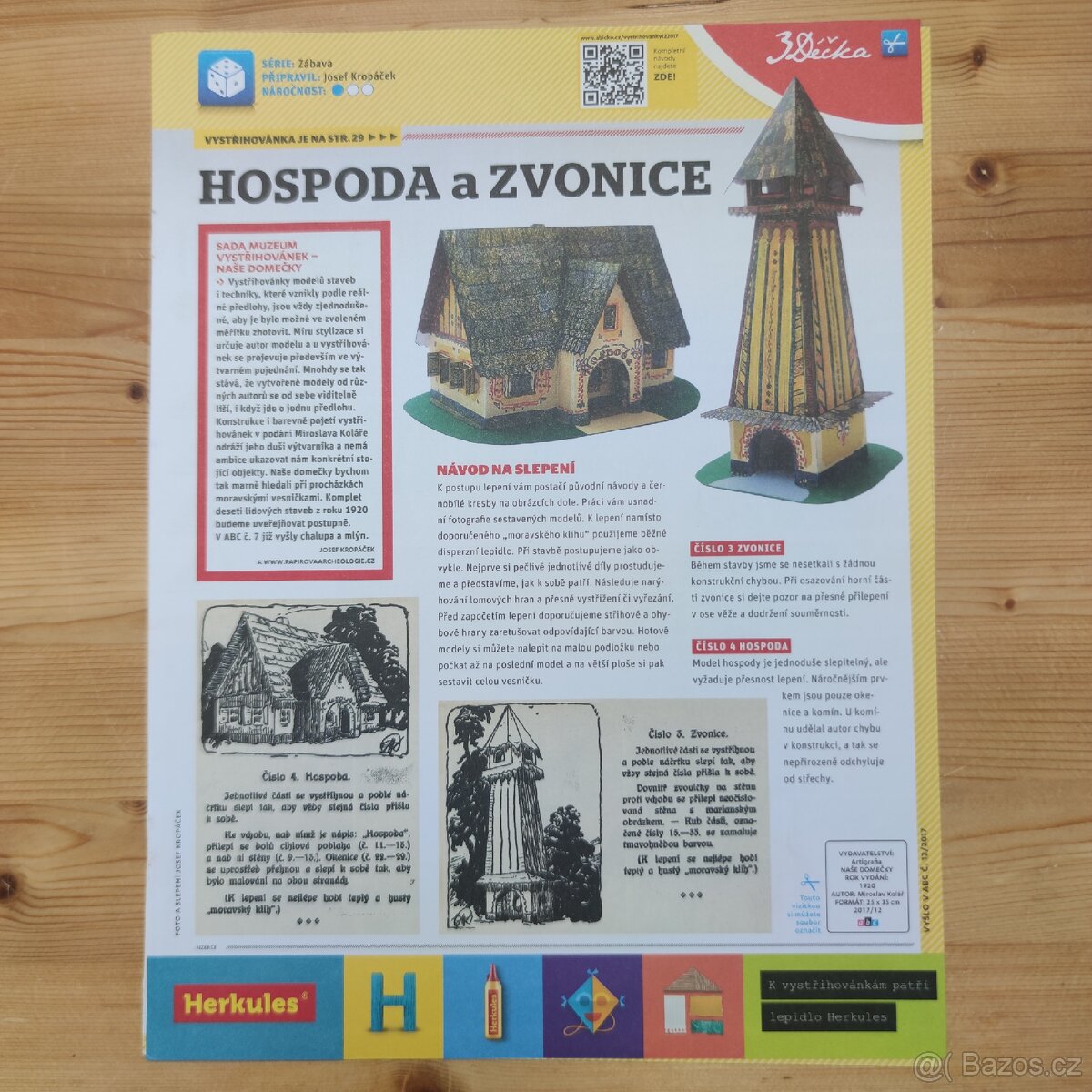 Vystřihovánky hospoda, zvonice a světelná křižovatka
