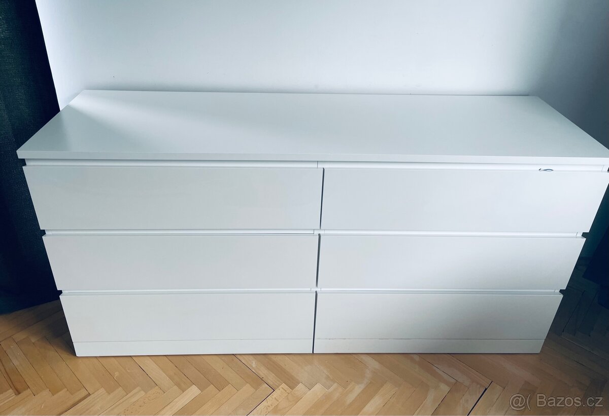 Komoda Malm se 6 zasuvkami 160x78