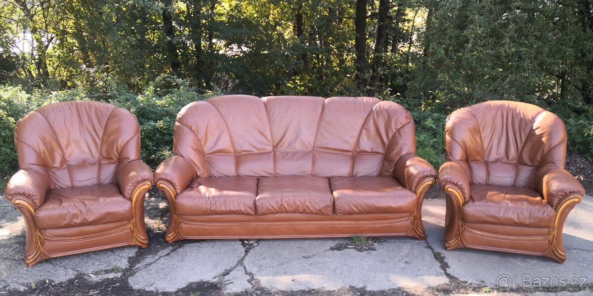 Kožená sedací souprava 3+1+1