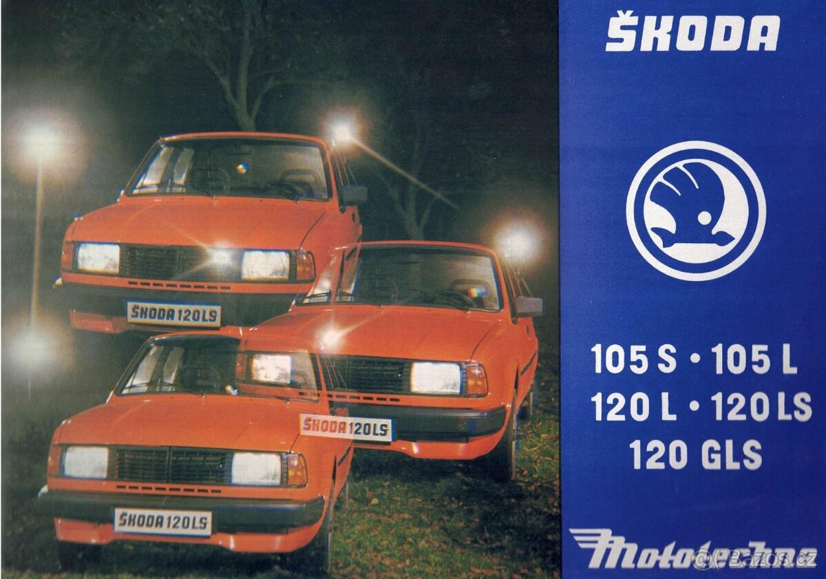 Prospekt Škoda 105 S, L, 120 L, LS, GLS, Mototechna 1984
