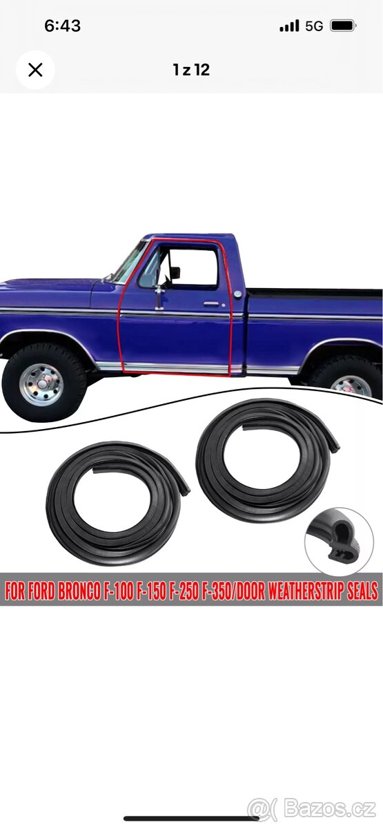 Gumová těsnění dveří 73-79 Ford F100 F150 F250 F350