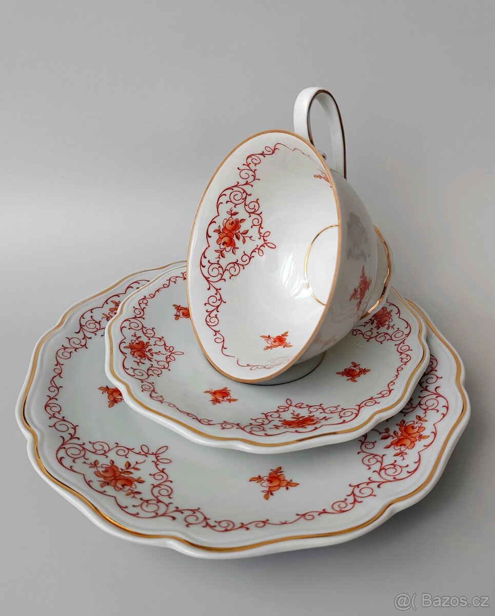 Elegantní porcelánová čajová sada od Lichte VEB (1949-65)