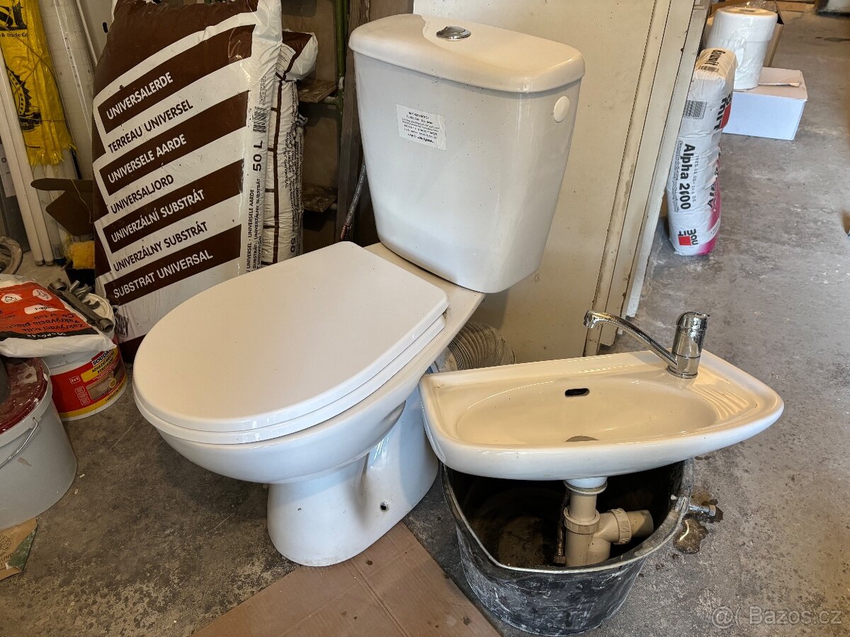 Wc + umyvadlo s baterii