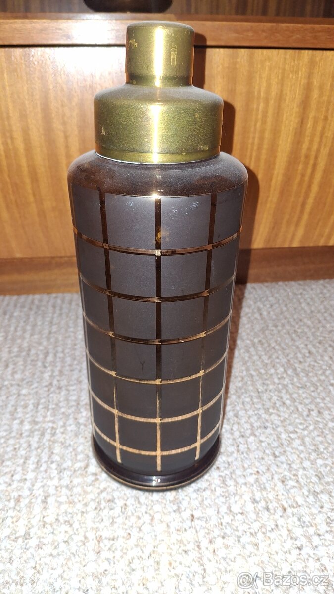 ART DECO šejkr z kouřového skla