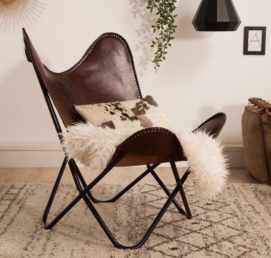 ŽIDLO-KŘESLO BUTTERFLY BROWN II PRAVÁ KŮŽE