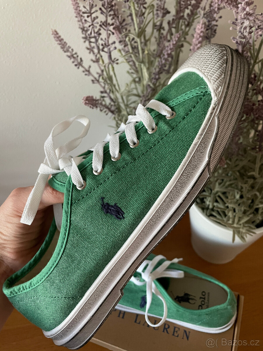 Nové zelené plátěné tenisky Polo Ralph Lauren, vel. 40